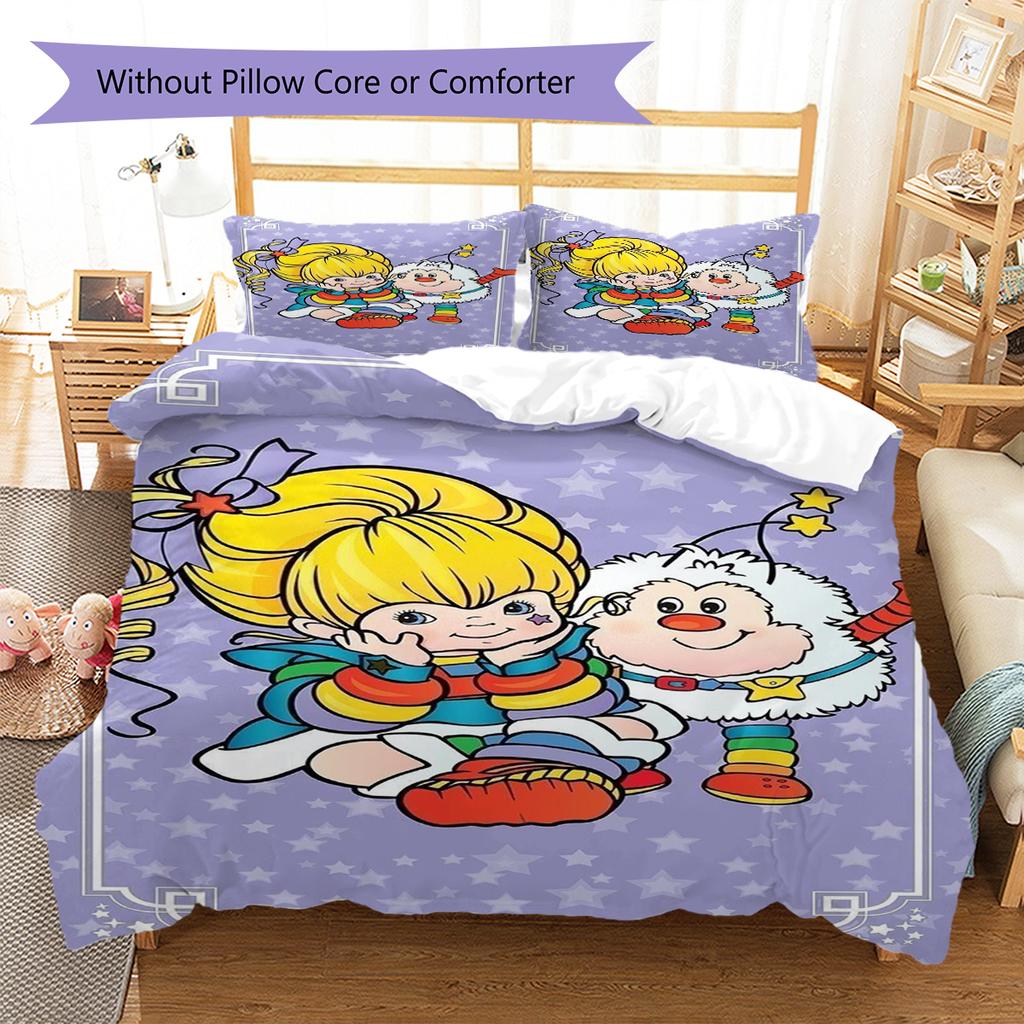 Rainbow Brite Pattern Bedding Quilt Set Quilt Cover Pillowcase Home Decoration Gift (1 * Duvet Cover + 2 * Pillowcase, Without Core)