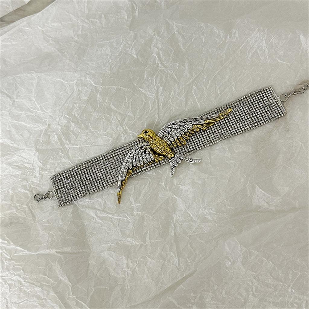 Tooxika Exaggerated Fashionable High Sense Of Multi-layer Full Diamond Chain Birds Swallow Necklace Retro Temperament Collarbone Chain