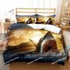 Set copripiumino squalo 3D squalo che salta dall'oceano grande bocca aperta stampa set biancheria da letto matrimoniale matrimoniale queen king copripiumino in poliestere