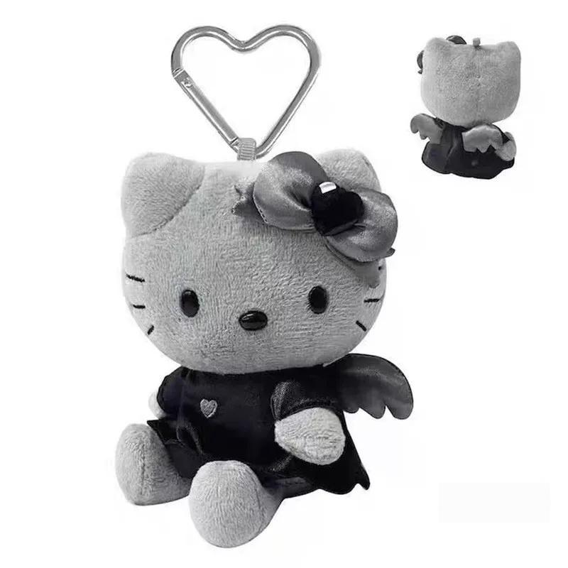 Cute Anime Figurine Kuromi Ugly Fish Full Black Dark Gray Carbon Black Series Plush Keychain Pendant Plaything Bag Present For Girls