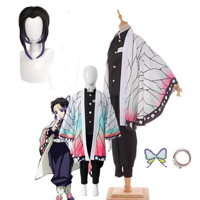 Volwassen Kinderen Anime Demon Slayer Kimetsu Geen Yaiba Kochou Shinobu Cosplay Kostuum Kimono Halloween Kleding
