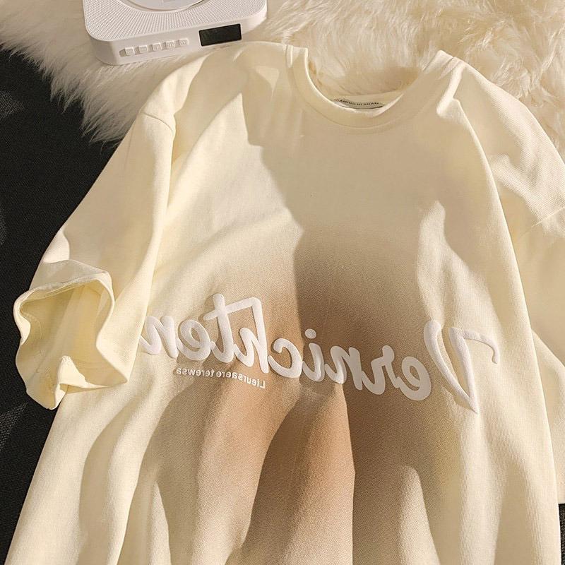 

Cute design niche short sleeved T-shirt women s loose Korean style trendy short sleeved top casual M абрикосовий