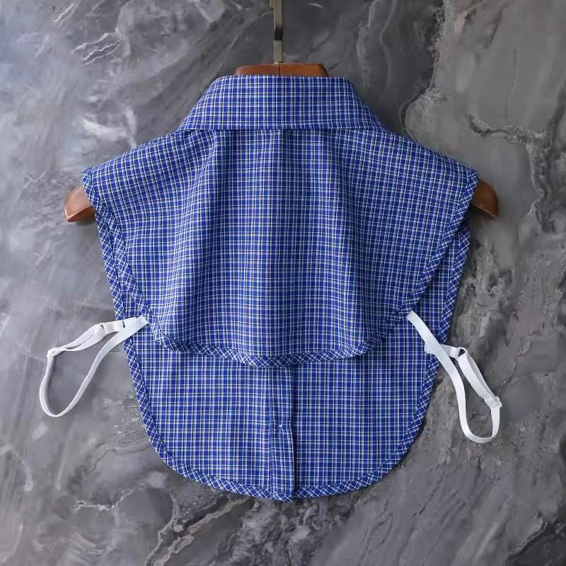 Elegant Plaid Fake Collar Women Ladies Detachable False Collars Woman Lapel Half Shirt Tie Clothes Accessories