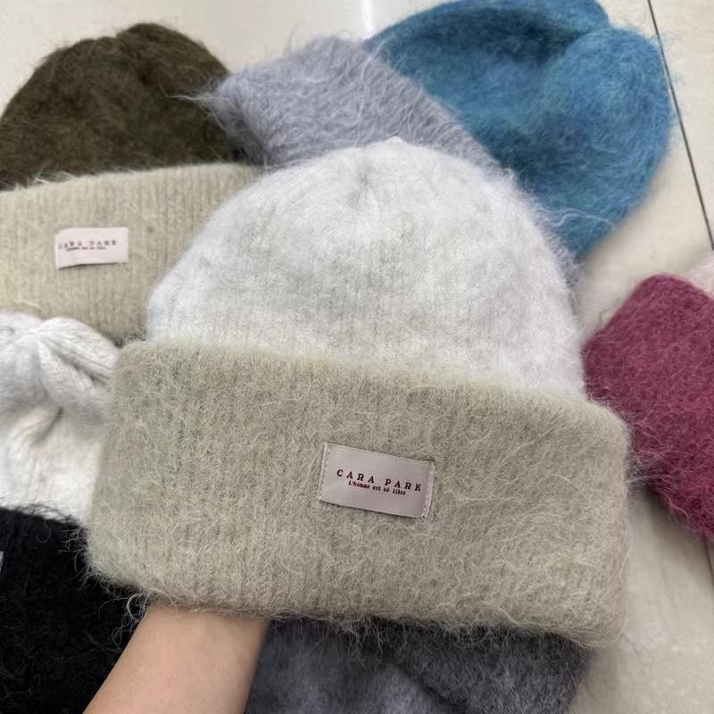 New Big Head Circumference Wool Hat for Women, Small Face In Autumn and Winter, Contrasting Colors, Thickened Warm Knitted Hat, Ear Protector, Col