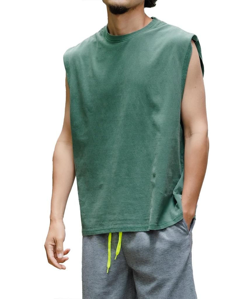 IMPROMES Casual SIDEWAYSTANCE Pigment Sleeveless T-Shirt, Men's, Green