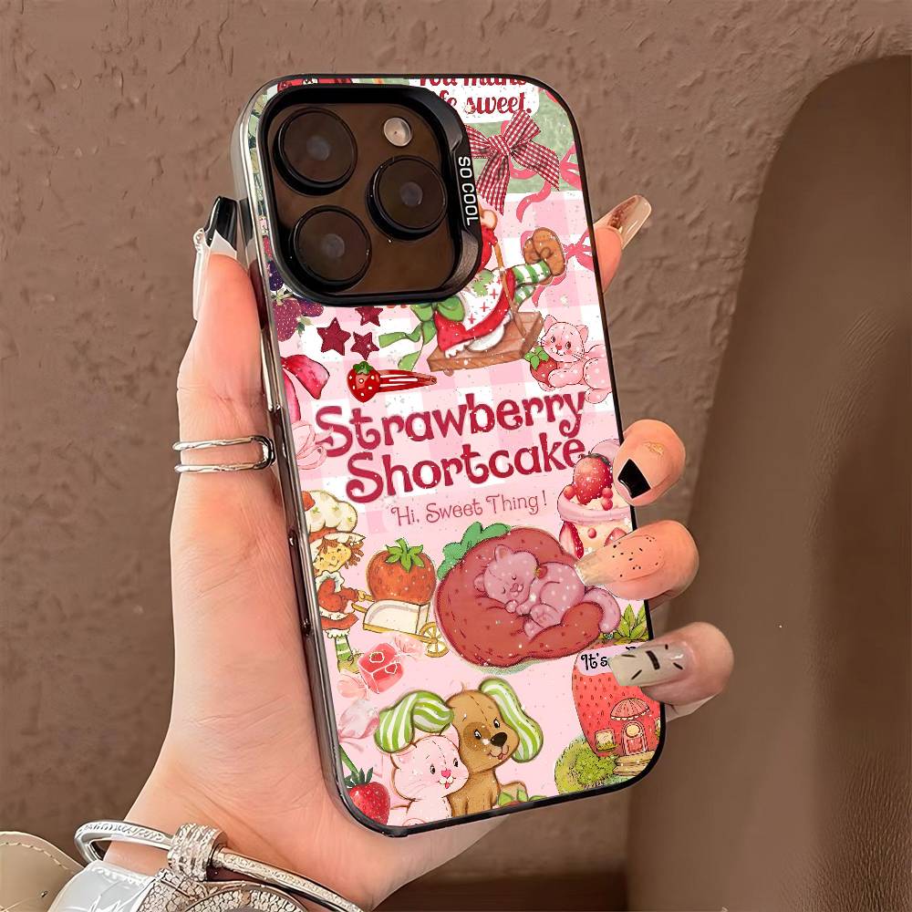 Strawberry Sh-SHortcakeS phone case for iPhone 17 17Air 16 15 14 13 12 11 Pro Max Plus Colorful Silver
