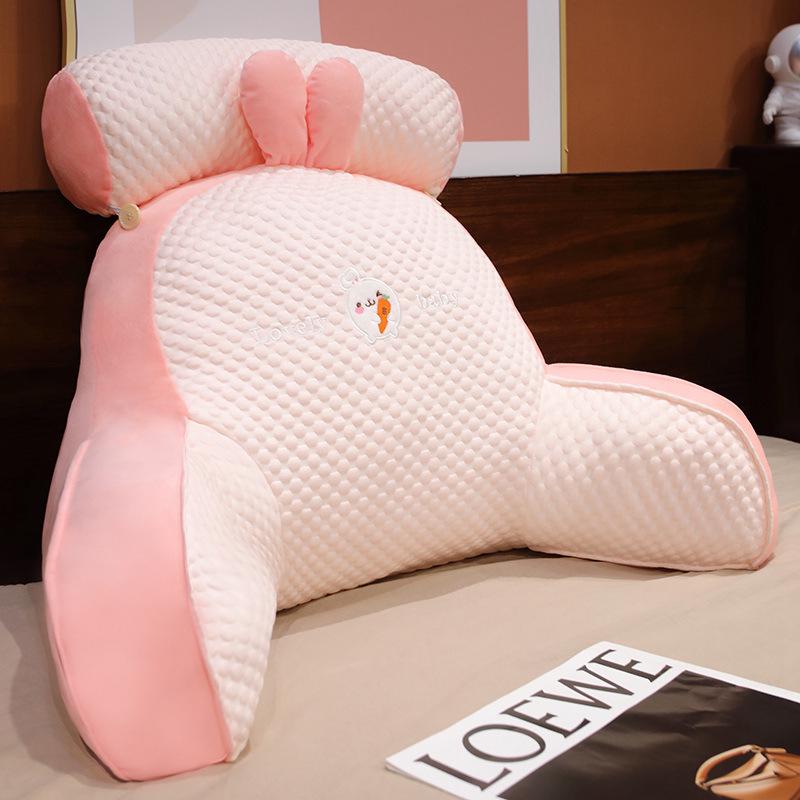 Ice Bean Cartoon Bedside Cushion: Soft Lumbar Support Pillow for Reading and Lounging