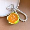 Cartoon Lucky Fruit Orange Keychain Orange Decorative Pearl Beaded Wind Chime Ornaments Resin 3D Fruit Pendant