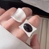Xiaomi BF CLUB 925 Sterling Silver Ring For Women Jewelry Black Stone Retro Open Vintage Handmade Ring Allergy For Party Birthday Gift