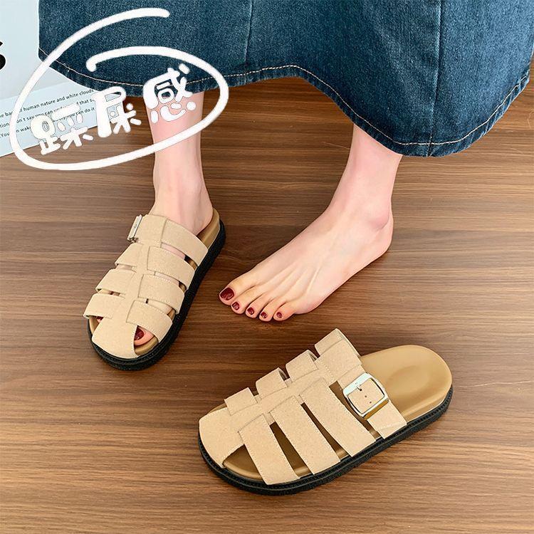 Baotou Slippers Women's Summer Wear 2025 New Thick-bottomed Sandals Fashion Internet Celebrity Ins Tide Large Size One-word