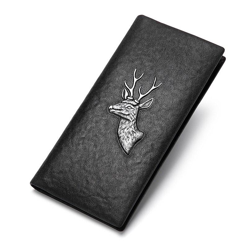 

BISON DENIM Модные мужские кошельки Длинные тонкие двойные 3D-печатные сумки с держателем для кредитных карт чёрный