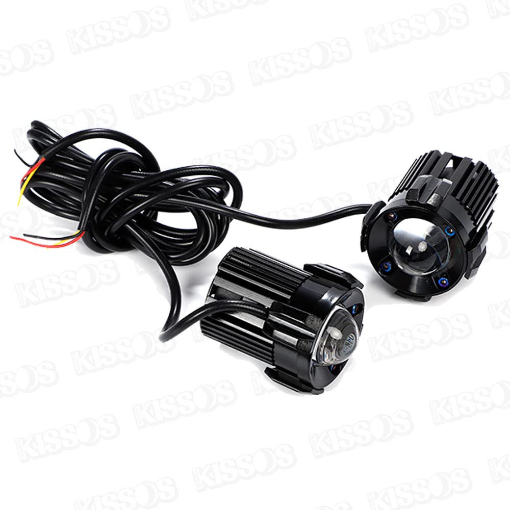 Universal LED Headlights and Fog Lamps for Motorcycles, White/Yellow Switchable, 12V, Set of 2