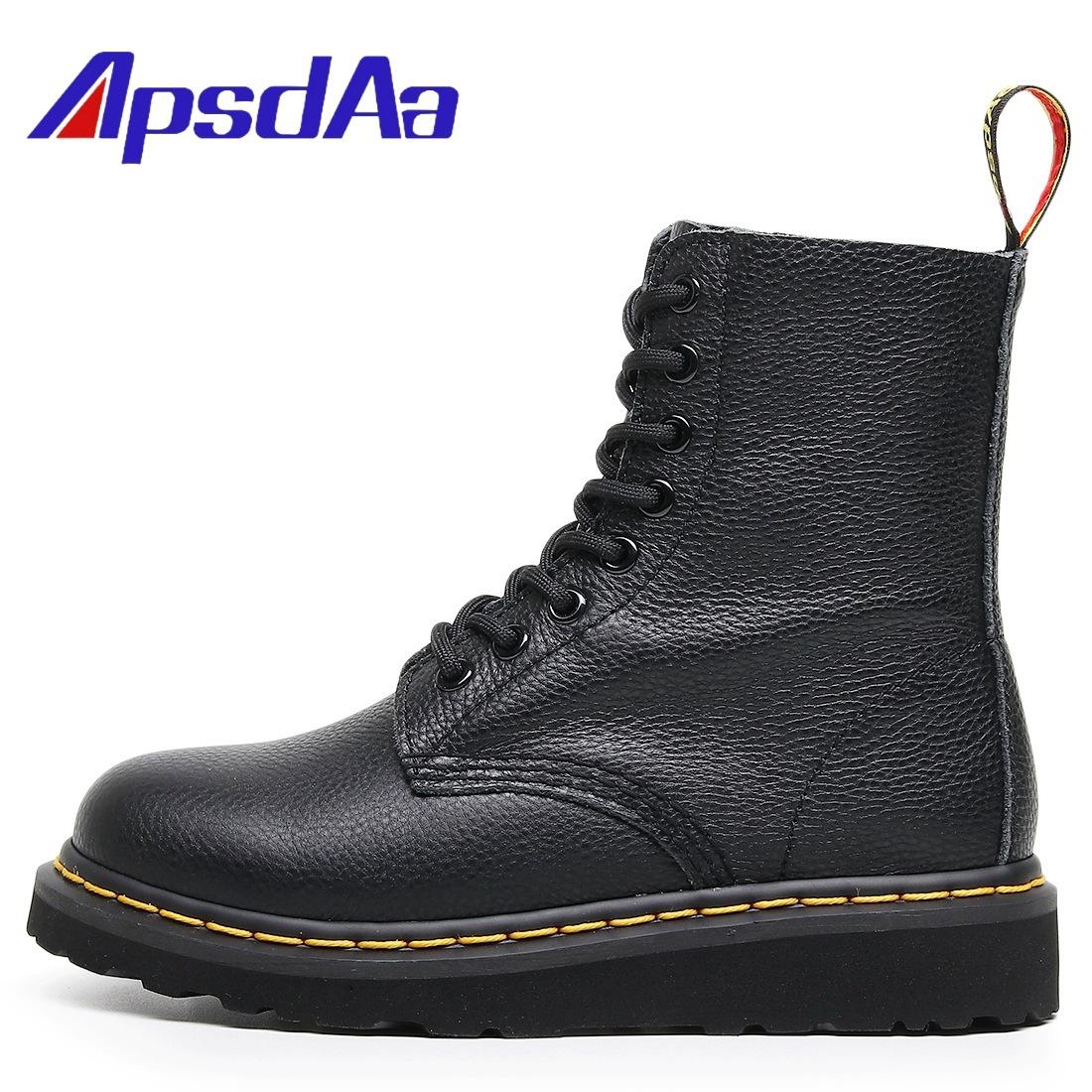 

Lychee pattern Martin boots women s head layer soft cowhide short boots British leather locomotive boots round head trend 35