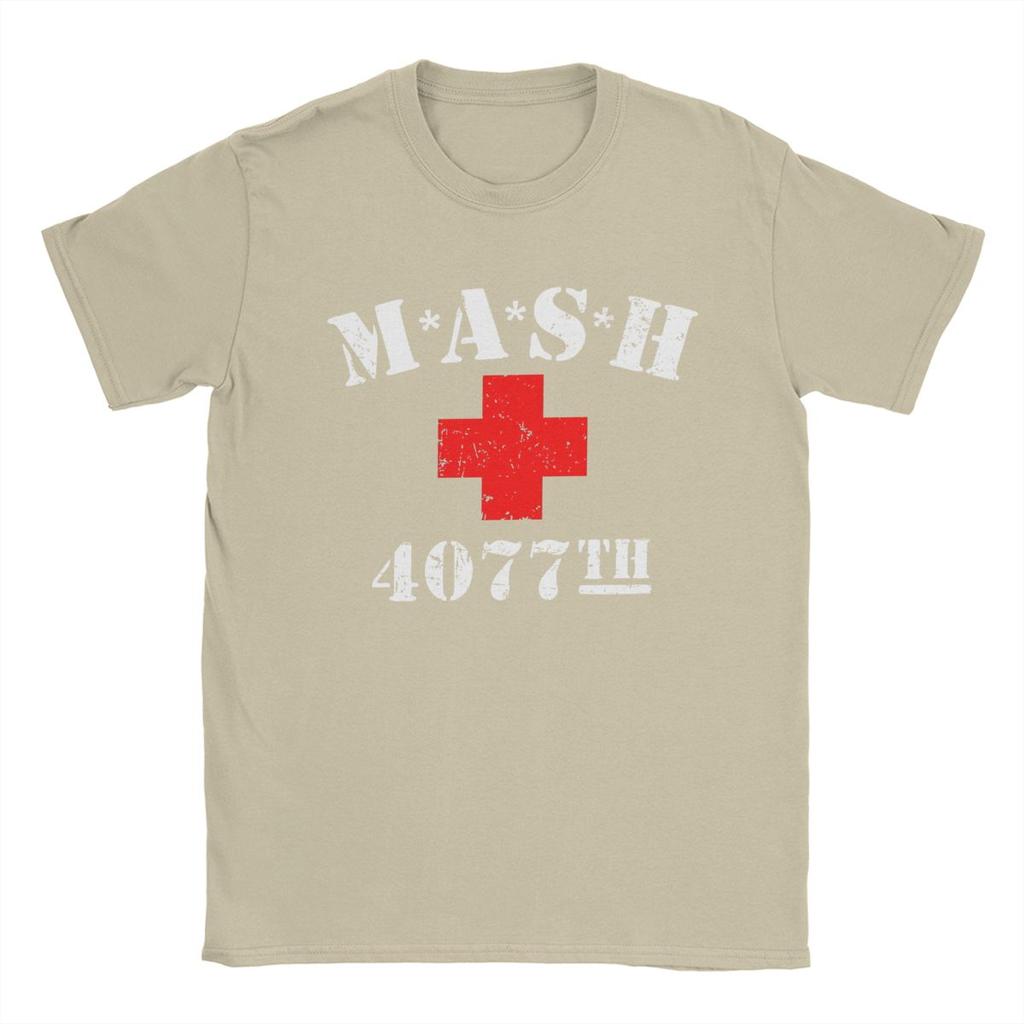 Men T-Shirts Mash 4077 TV Show Vintage Pure Cotton Tees Short Sleeve T Shirts Round Neck Clothes Classic