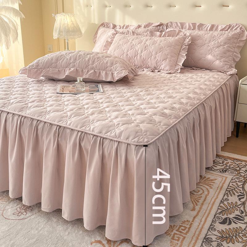 Set Grembiule da Letto Trapuntato Monocolore: Protezione per Materasso e Federe Antiscivolo e Antipolvere
