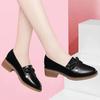Women's 2025 Spring/Summer Anti-Slip Soft Leather Loafers - Medium Heel, White or Black