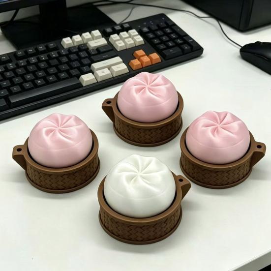 3D Printed Dumpling Fidget Toy Decompression Steamed Bun Toy Keychain Pendant Home Office Worker Anxiety Stress Relief Desk Toy