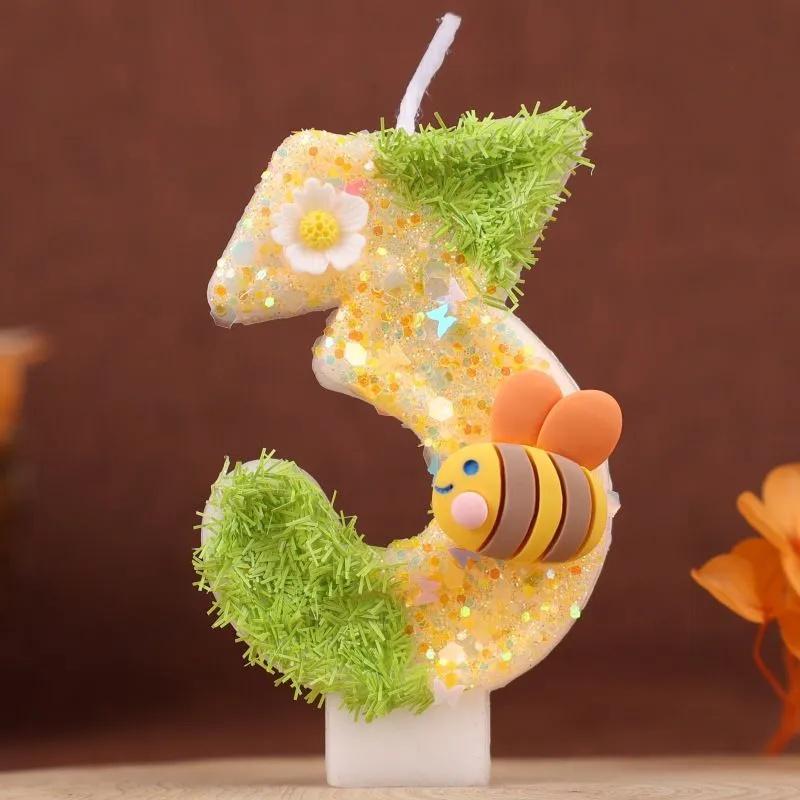 Number Birthday Candle with Bowknot Design Cake Decoration for Children Girls Baking Party Supplies