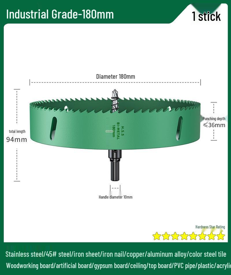Green Forest Hole Saw Drill Bit for Metal, Wood, Plastic, and Gypsum Board