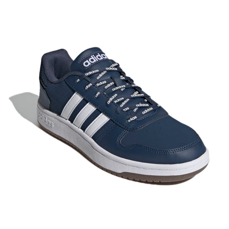 Adidas Neo Hoops 2.0 Round Toe Lace-Up Synthetic Leather Low-Top Retro Basketball Shoes Unisex Sneaker Blue White FY8631