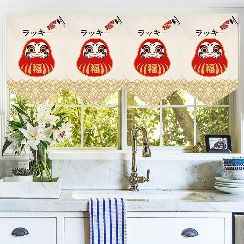 Japanese Curtain Sushi Restaurant Shop Hanging Short Curtain Doorway Triangle Flag Kitchen Noren Rideau Cortinas Home Decor