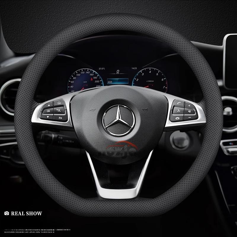 Car Leather Steering Wheel Cover for Mercedes-Benz GLE S GLE GLS G GL CL ML R SL GLK 400 450 500 350 320 580 38cm Accessories