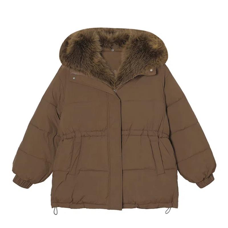Detachable Large Fur Collar Down Quilted Jacket Women's New Winter Quilted Coat Thickens Waist Fur Pie Overcome
