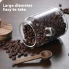 Glass Airtight Canister Sealed Jar with Wooden Spoon Transparent Food Storage Jar for Spice