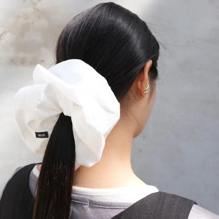 Cotton Jacquard Scrunchie_White