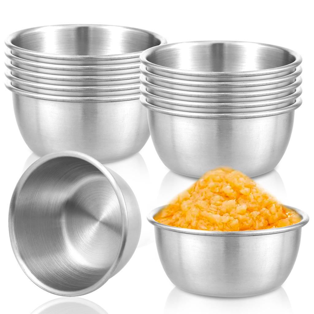12 Pcs Sauce Dipping Bowl 304 Stainless Steel Dipping Cups Round Sauce Dishes 45/55ml Mini Reusable Seasoning Cups Dipping Cups