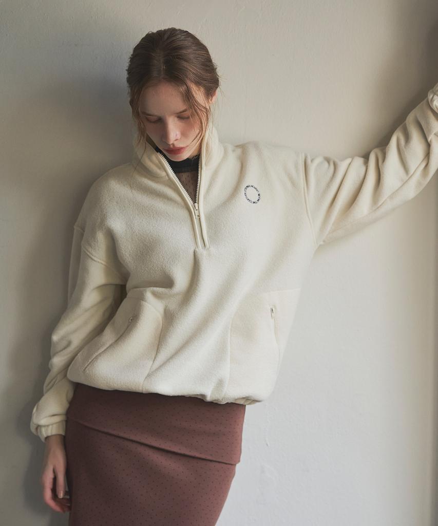 Iteoneolmomeonteu Soft Terry Half Zip Sweatshirt_Cream