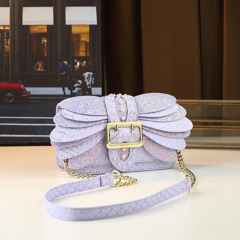 European and American Fashion Rivet Pearl Wing Bag Trendy Handbag Acrylic Chain Bag Crossbody Bag Butterfly Dragonfly Bag
