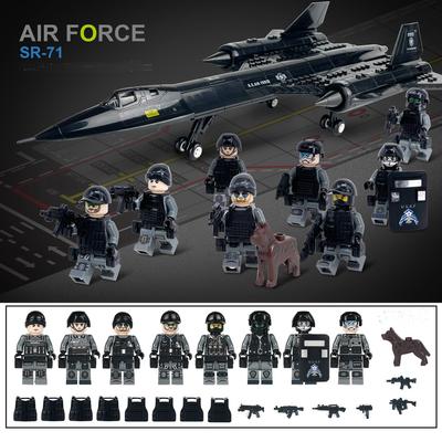 City Police SWAT Special Forces Modern Soldier SR-71 Blackbird Reconnaissance Aircraft Building Blocks Military Weapon Bricks Children Toys