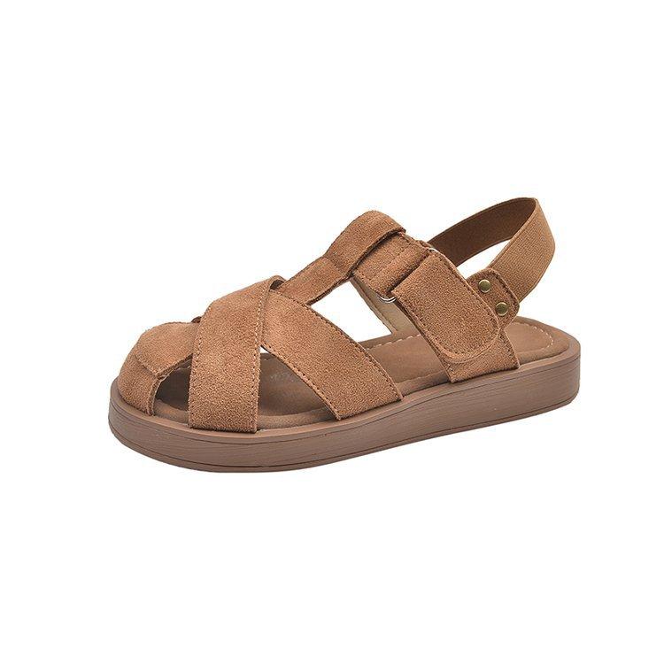 

Baotou French gentle sandals women s summer wear 2025 new versatile soft sole try fairy style Roman shoes 40 верблюд