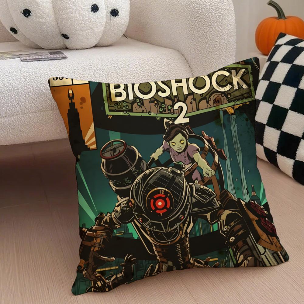 game scifi BBioshock IInfinite Cushion Cover Throw Pillow Cover Hidden Button Durable Polyester Chair Cushion