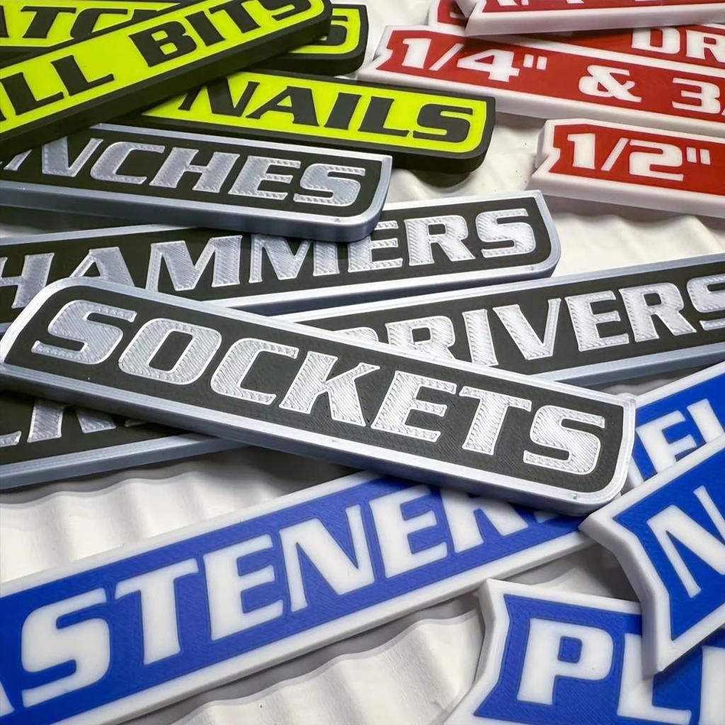 12 PCS Mini Reusable Toolbox Drawer Tags 3d Magnetic Drawers Organization Labels Badge Stickers Easy To Read Printing Steel Tool