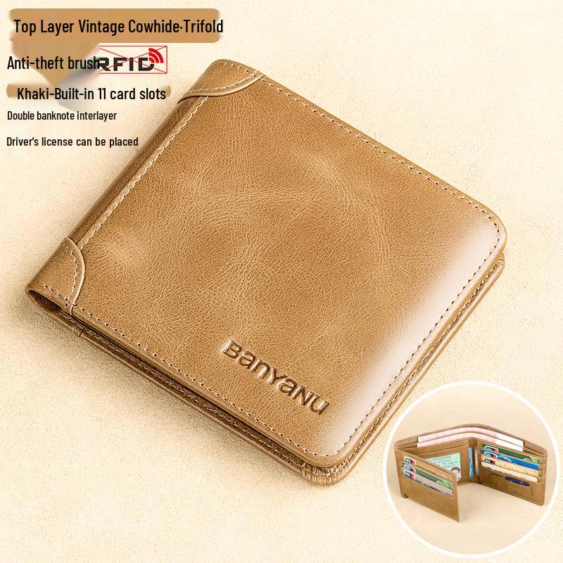 Herren 2025 Neuer Stil Rindsleder Geldbörse mit Geldklammer und Führerscheinfach