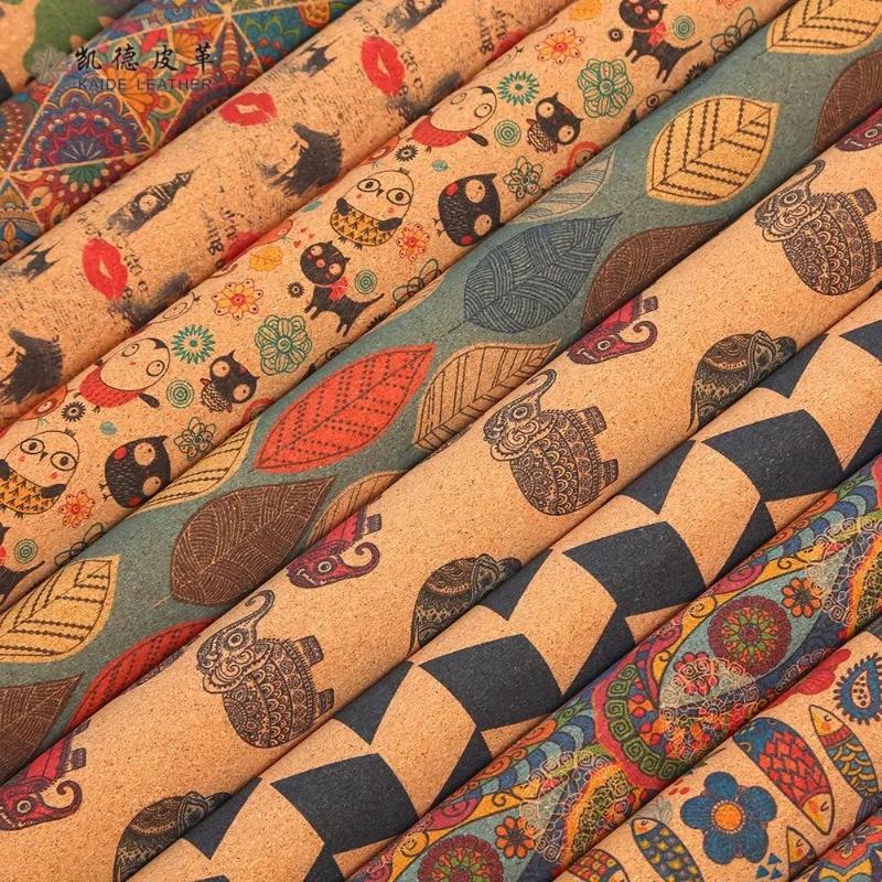 Cork Fabric Natural Color Retro Faux Leather Sheets,Thin Soft Cork Ribbon Fabric Suitable for Bags, Laptop Case, or DIY Crafts