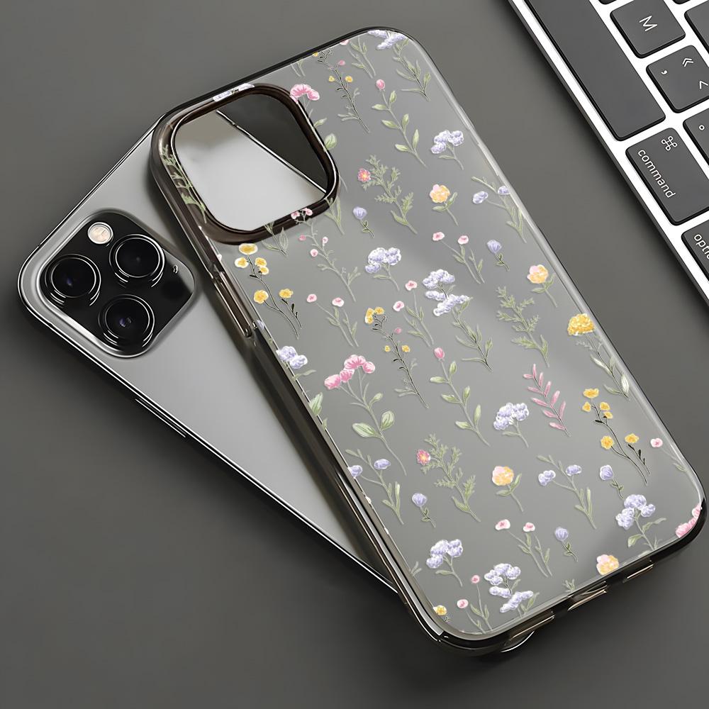 Mobile Phone Cases for iPhone 11 13 15 Pro Max 12 14 Pro Max Case iPhone 16 15 Plus 13 Pro 12 Frosted Texture Painted Cartoon Flowers