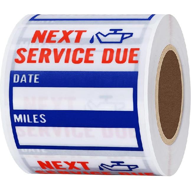 HYBSK 200Pcs Transparent Oil Change/Service Reminder Stickers 2"X2" Premium Quality Clear PET Oil Change Stickers (Black)