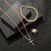Stainless Steel S Jewelry Set For Men Cross Pendant Chain Necklace Bracelet Ring Set Personality Design Accessories Gifts