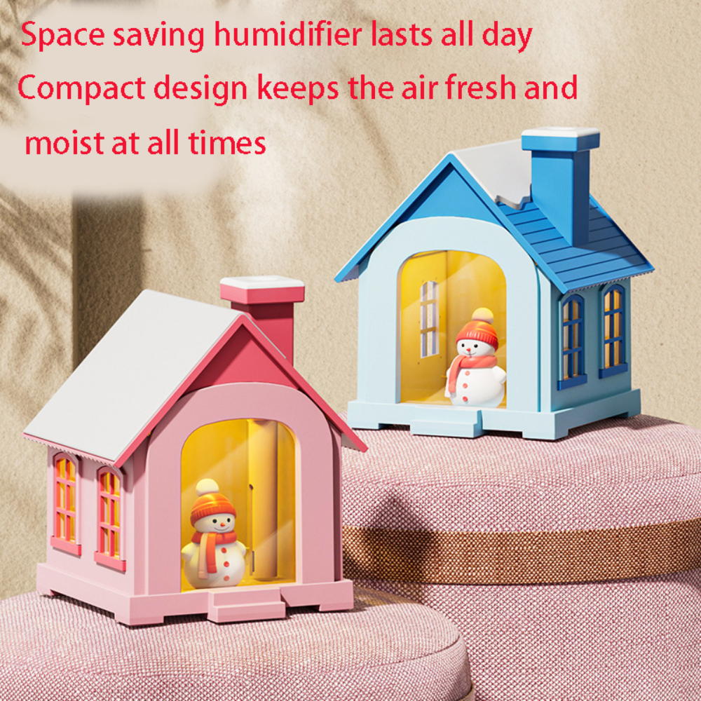 Snowhouse Style Warm Light Humidifier USB Charging Desktop Mini Decoration Colorful Snowman Atmosphere Light Ornament