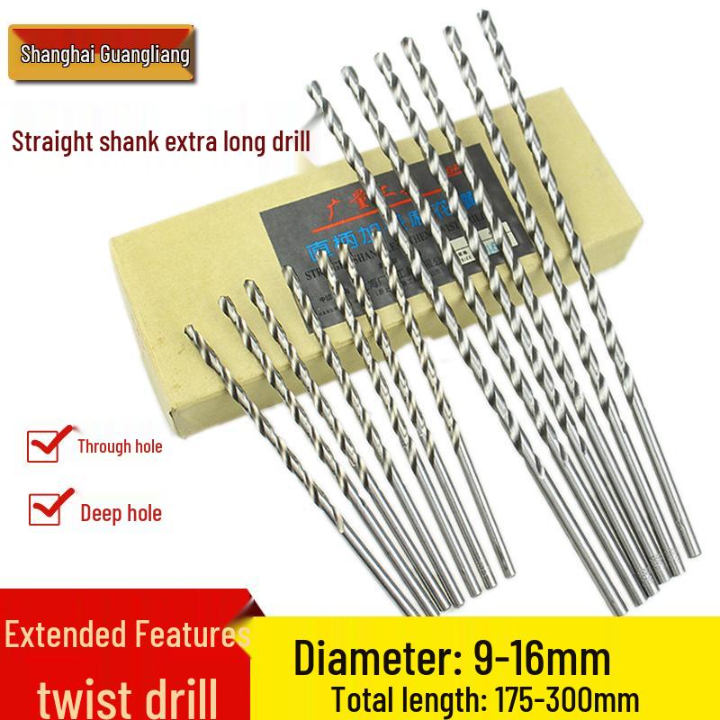 Guangliang Extra Long Straight Shank Twist Drill Bit 9, 10, 12, 13mm x 200-300mm.