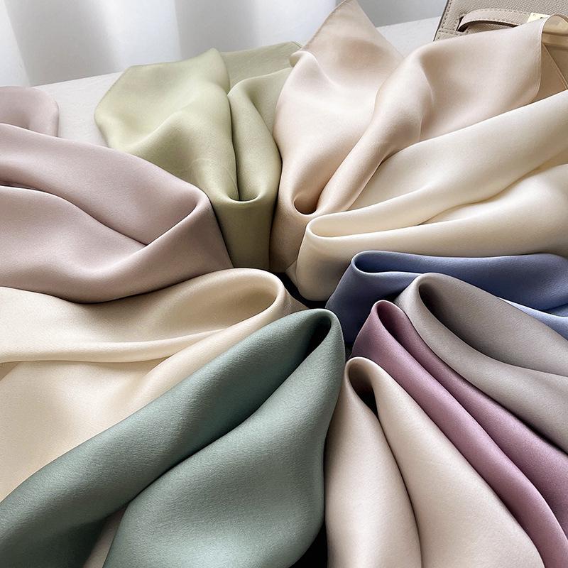 Silk Square Scarf: Solid Color Rolled Edge Headscarf for Women (53cm)