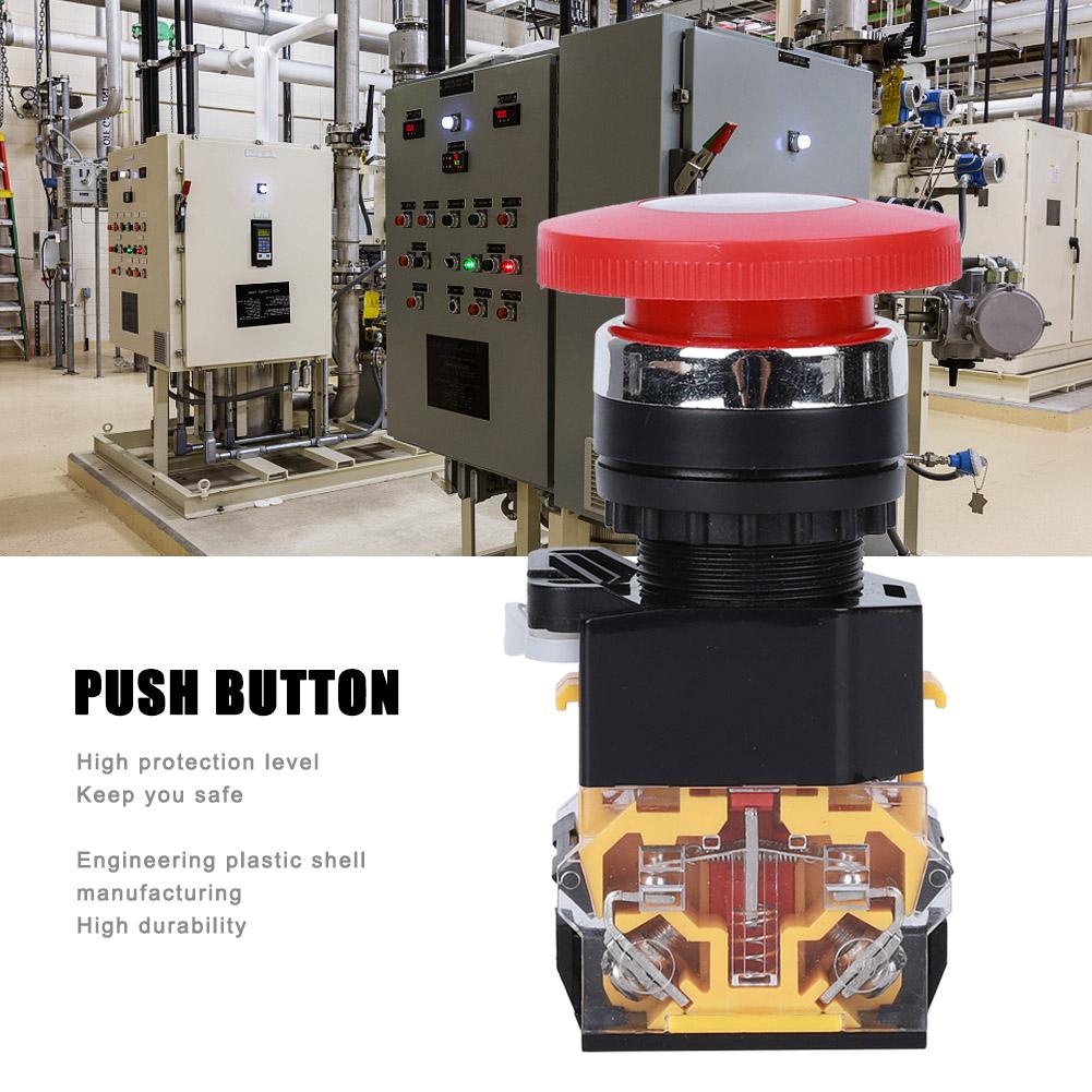 3PCs Emergency Stop Push Button On Off Industrial Accessory Engineering Plastic 440V 10A 22mm