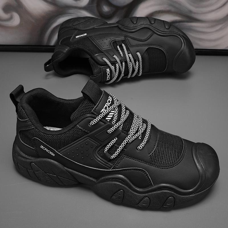 Fashion 2025 New Men's Casual Sport Shoes Autumn Trendy Niche High-End Feel Thick-Soled Old-School Style Breathable Plastic Shoes