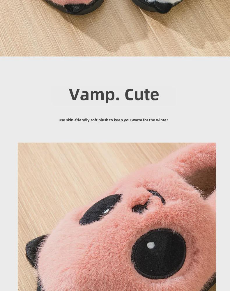 Women's Winter Panda Cotton Heeled Slippers - Cozy, Non-Slip, Plush Velvet for Warmth