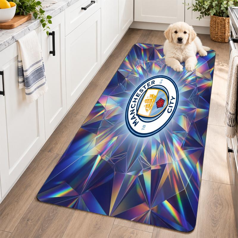 Flannel Kitchen Mat Manchester City Soft Area Rug Non Slip Floor Carpet Home Decoration