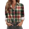 Dámská ležérní módní košile s kostkovaným potiskem, polorozepínacím límcem a dlouhým rukávem
