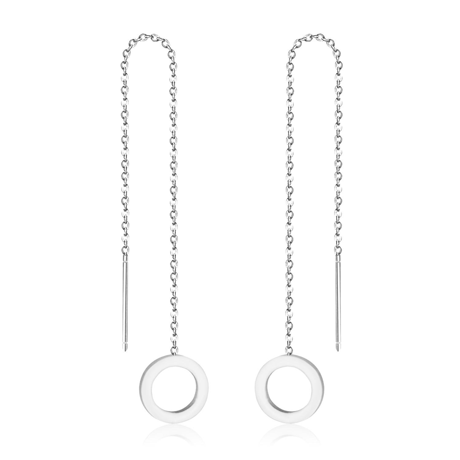 

1Pairs Danles Pendants Drop Earrings Stainless Steel 18k Gold Plated Tassel Chains Long Earrings For Women Accessories Party